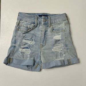 High Rise Light Denim Shorts
